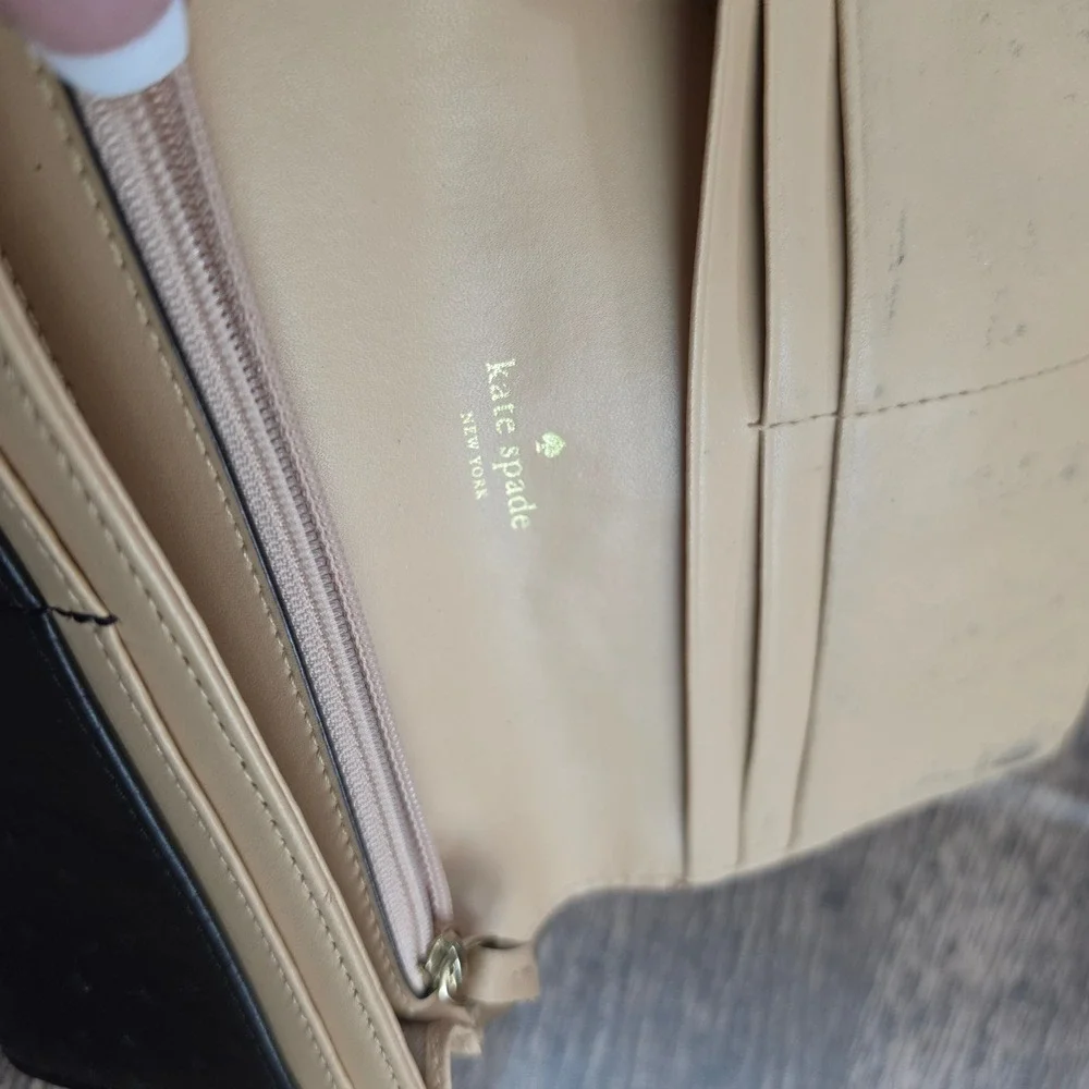 KATE SPADE Wallet Womens OS‎ Black Ostrich Embossed Leather Bow Bifold Wristlet